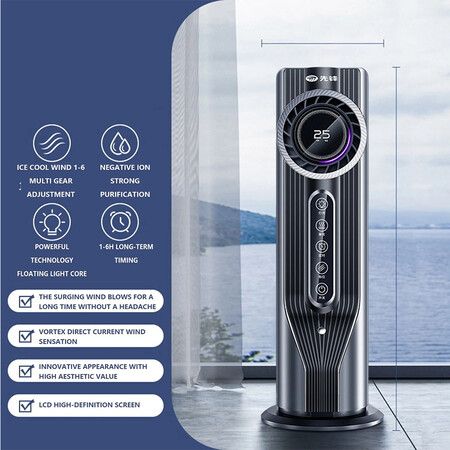 Tower Fan, Bladeless Desk Fan with 6 Speeds, Quiet Cooling, USB Plug-in Compact and Portable, Ideal for Bedroom, Home Office (Grey)