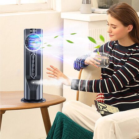 Tower Fan, Bladeless Desk Fan with 6 Speeds, Quiet Cooling, USB Plug-in Compact and Portable, Ideal for Bedroom, Home Office (Grey)