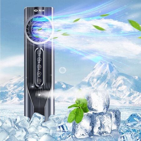 Tower Fan, Bladeless Desk Fan with 6 Speeds, Quiet Cooling, USB Plug-in Compact and Portable, Ideal for Bedroom, Home Office (Grey)