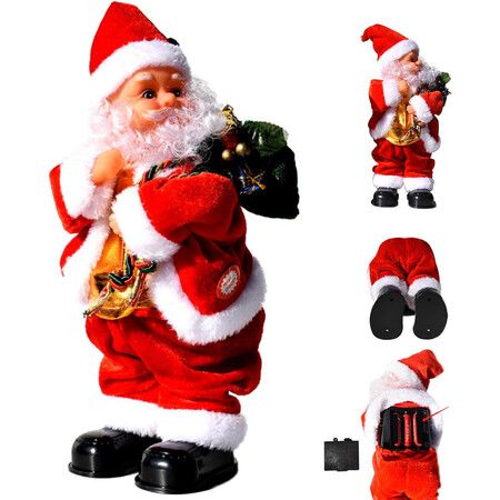 Santa Claus Electric Cute Cartoon Standing Funny Santa Toys with Music Christmas Decorations Xmas Electric Dolls for Kids