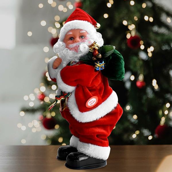 Santa Claus Electric Cute Cartoon Standing Funny Santa Toys with Music Christmas Decorations Xmas Electric Dolls for Kids