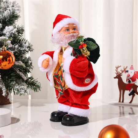 Santa Claus Electric Cute Cartoon Standing Funny Santa Toys with Music Christmas Decorations Xmas Electric Dolls for Kids