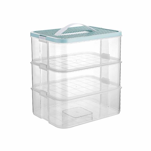 Plastic Storage Organizer for Lego Box Kids Child Toy Stackable Containers with Lids Bins 3 Layers Adjustable Compartments Building Blocks Chest Case