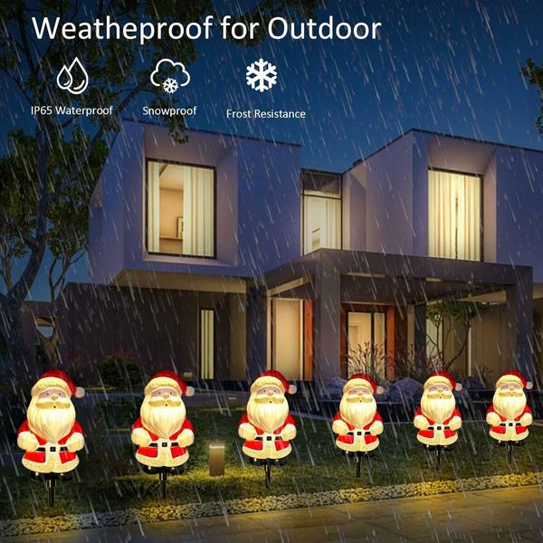 Solar Christmas Garden Stake Lights, Outdoor Waterproof Solar Santa Claus Garden Stake Christmas Pathway Lights