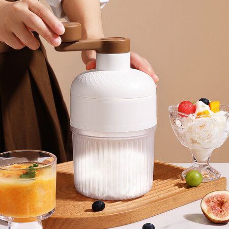 Hand Ice Shaver and Snow Cone Portable Ice Crusher and Shaved Ice Machine with Ice Cube Trays