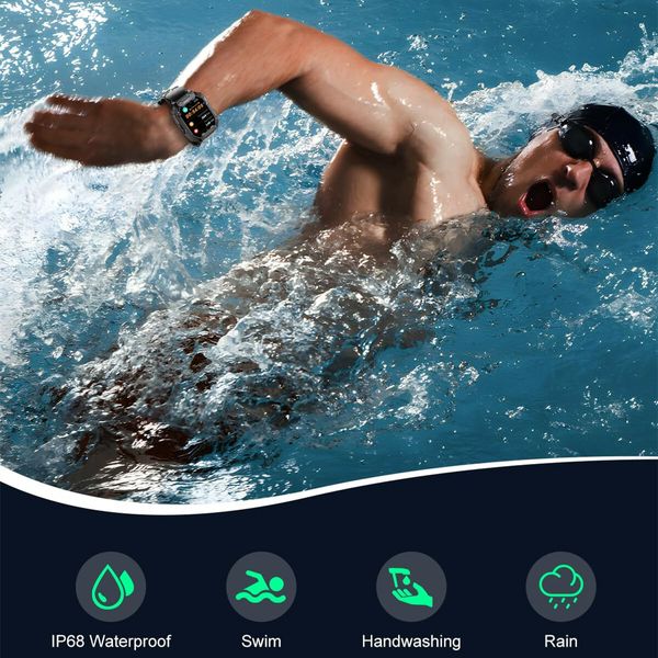 Smart Watches for Men IP68 Waterproof for Swimming, with Answer/Make Calls, Outdoor Tactical Smart Fitness Watch for Android