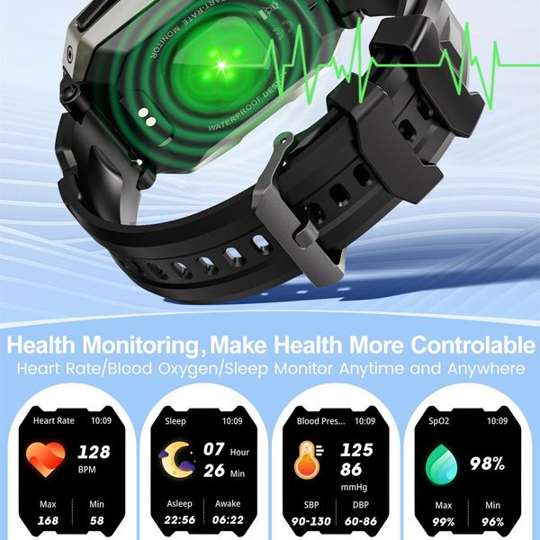 Smart Watches for Men IP68 Waterproof for Swimming, with Answer/Make Calls, Outdoor Tactical Smart Fitness Watch for Android