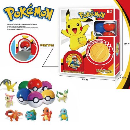 6 Ball Kids Cartoon Pikachu Gashapon Vending Machine Toy Claw Game Small Gift Christmas Birthday