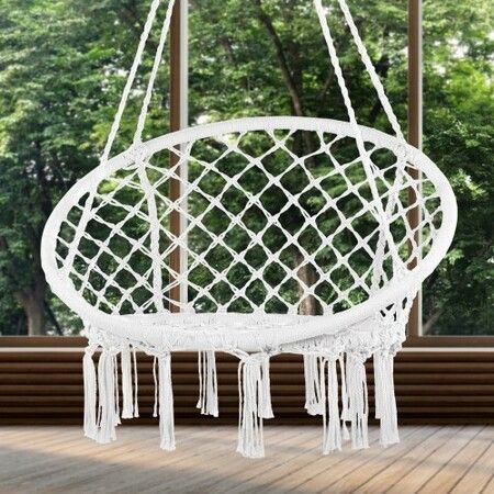 Hammock Hanging Swinging Chair Macramé Hanging Chair for Indoor & Outdoor