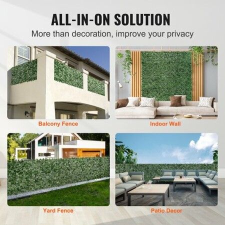 Ivy Privacy Fence, 59 x 98 in Artificial Green Wall Screen, Greenery Ivy Fence with Mesh Cloth Backing and Strengthened Joint, Faux Hedges Vine Leaf Decoration for Outdoor Garden, Yard, Balcony