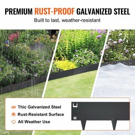 Steel Landscape Edging, 5-pack Steel Garden Edging Borders, 39" L x 3" H Strips, Hammer-in Edging Border, Bendable Metal Landscape Edging for Yard, Garden, Lawn, 3.15" Spike Height, Black