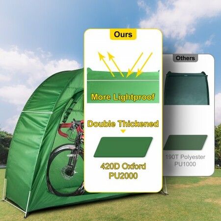 Bicycle Storage Tent Bike Storage Cover 420D Waterproof Green w/ Carry Bag