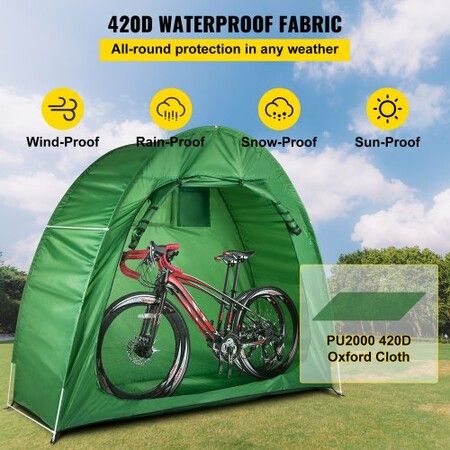 Bicycle Storage Tent Bike Storage Cover 420D Waterproof Green w/ Carry Bag