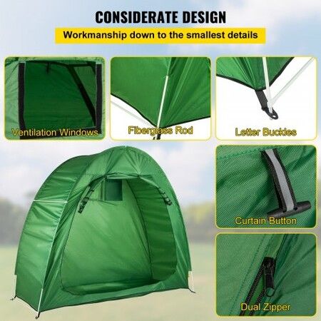 Bicycle Storage Tent Bike Storage Cover 420D Waterproof Green w/ Carry Bag