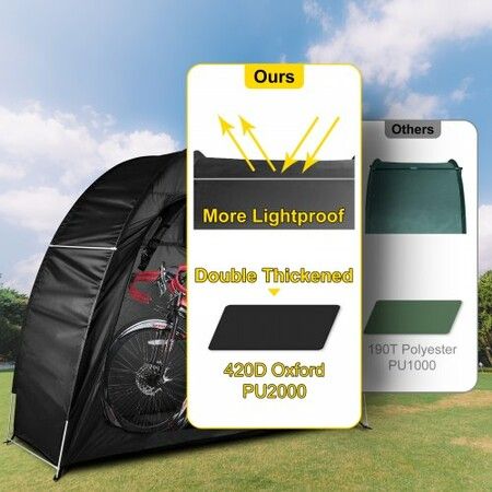 Bicycle Storage Tent Bike Storage Cover 210D Waterproof Black w/ Carry Bag