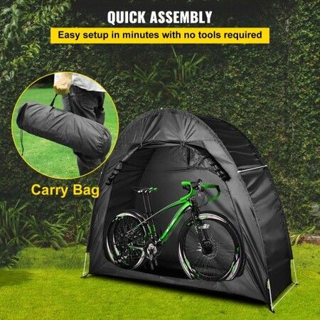 Bicycle Storage Tent Bike Storage Cover 210D Waterproof Black w/ Carry Bag