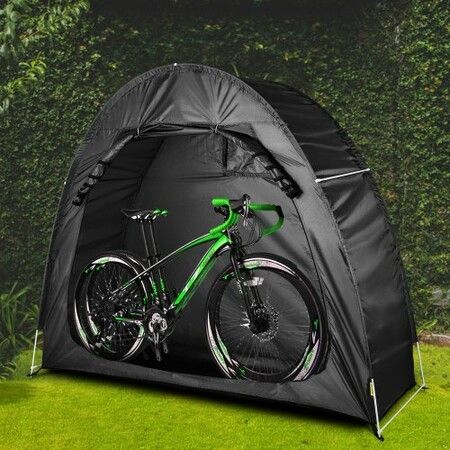 Bicycle Storage Tent Bike Storage Cover 210D Waterproof Black w/ Carry Bag