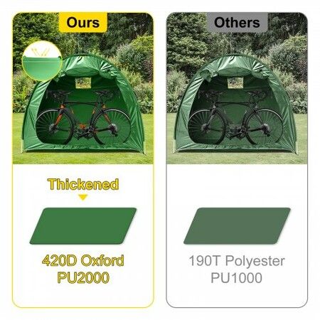 Bike Cover Storage Tent, 420D Oxford Fabric Portable for 4 Bikes, Outdoor Waterproof Anti-Dust Bicycle Storage Shed, Heavy Duty for Bikes, Lawn Mower, and Garden Tools, with Carry Bag, Green