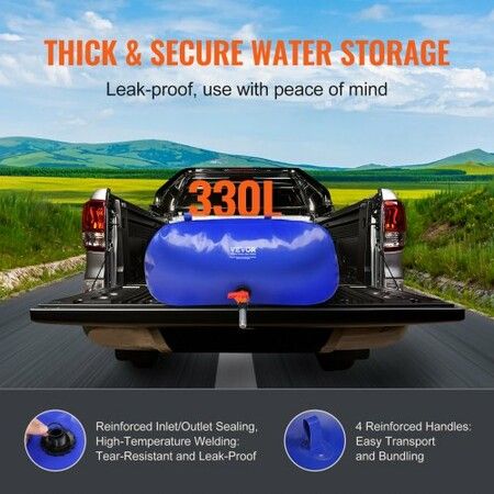 Portable Water Storage Bladder 87 Gal 1000D PVC Collapsible Water Tank