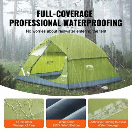 Camping Tent, 7 x 7 x 4 ft Fit for 6 Person, Waterproof Lightweight Backpacking Tent, Easy Setup, with Door and Window, for Outdoor Family Camping, Hiking, Hunting, Mountaineering Travel