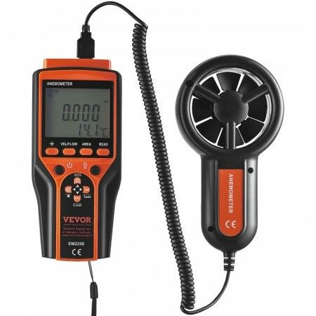 Split Handheld Anemometer, -10鈩?to 60鈩? Digital Wind Speed CFM Meter Gauge with LED Backlight Screen, Measures Wind Velocity Wind Temperature Air Flow Wind Chill, for Sailing Surfing Flying HVAC