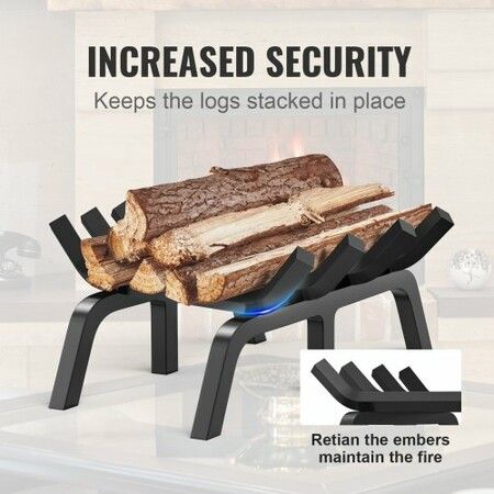 Fireplace Log Grate, 18 inch Heavy Duty Fireplace Grate with 6 Support Legs, 3/4’??Solid Powder-coated Steel Bars, Log Firewood Burning Rack Holder for Indoor and Outdoor Fireplace