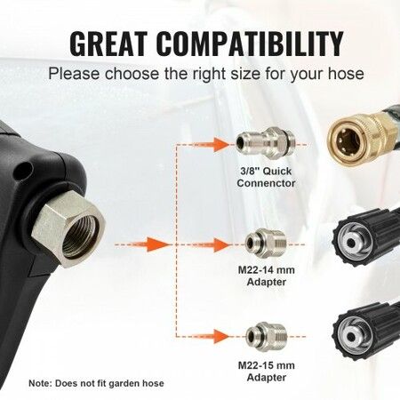 Pressure Washer Gun Set, 0.22 Gal Foam Cannon, 4000 PSI Washer Spay Gun with 1/4 Inch Quick Connector & 5 Nozzle Tips, Pressure Washer Handle with M22-14 mm & M22-15mm & 3/8'' Inlet Connecto