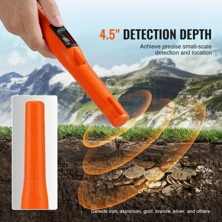 Metal Detector Pinpointer IP68 Waterproof Handheld Detector Wand with LCD