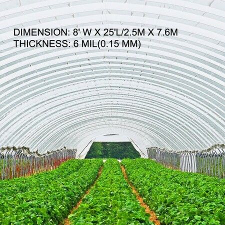 Greenhouse Film, Greenhouse Polyethylene Film 8x25 ft Greenhouse Plastic