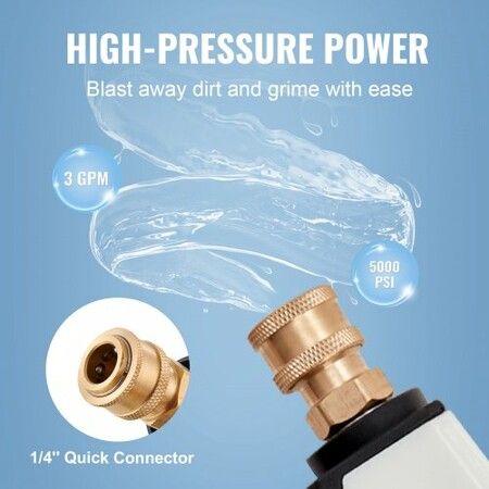 1/4'' High Pressure Washer Gun 5000PSI Power Wash Foam Spray w/ Nozzle