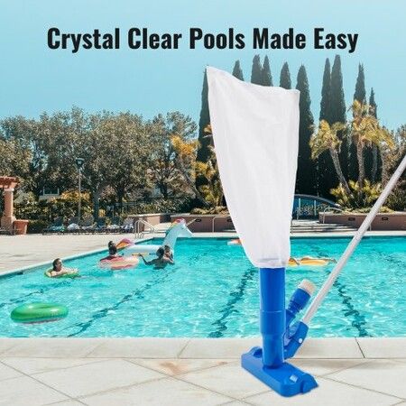 Portable Pool Vacuum, Handheld Pool Vacuum Cleaner with 3 Scrub Brushes & 6 Sections Pole, Swimming Pool Jet Cleaner for Above Ground Pool, Inflatable Pool, Spas, Ponds & Fountains