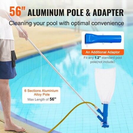 Portable Pool Vacuum, Handheld Pool Vacuum Cleaner with 3 Scrub Brushes & 6 Sections Pole, Swimming Pool Jet Cleaner for Above Ground Pool, Inflatable Pool, Spas, Ponds & Fountains