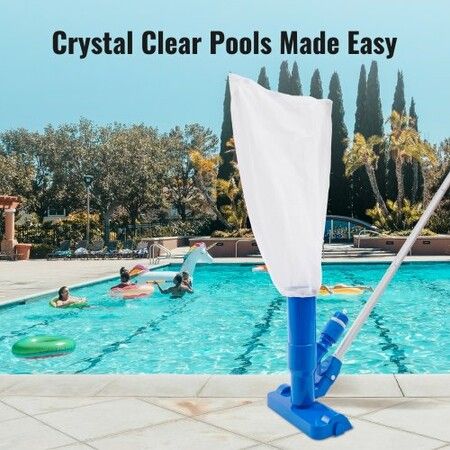 Portable Pool Vacuum, Handheld Pool Vacuum Cleaner with 3 Scrub Brushes & 6 Sections Pole, Swimming Pool Jet Cleaner for Above Ground Pool, Inflatable Pool, Spas, Ponds & Fountains