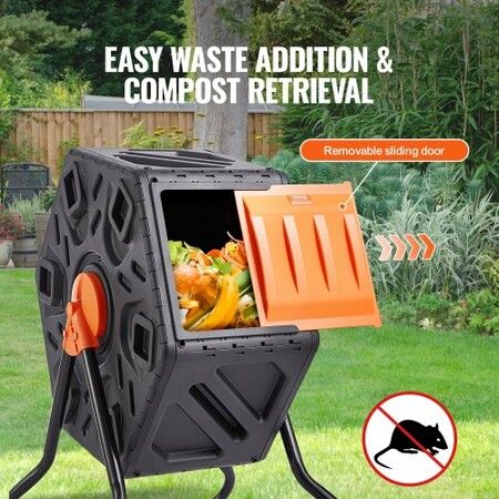 Compost Bin 18.5 Gal Composter Tumbler Rotating Outdoor with Sliding Door