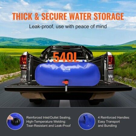 Portable Water Storage Bladder 540L 1000D PVC Collapsible Water Tank