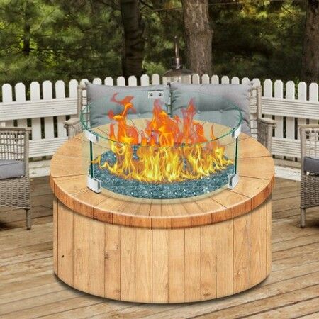 Fire Pit Wind Guard, 17 x 17 x 6 Inch Glass Flame Guard, Round Glass Shield, 1/4-Inch Thick Fire Table, Clear Tempered Glass Flame Guard, Aluminum Alloy Feet for Propane, Gas, Outdoor