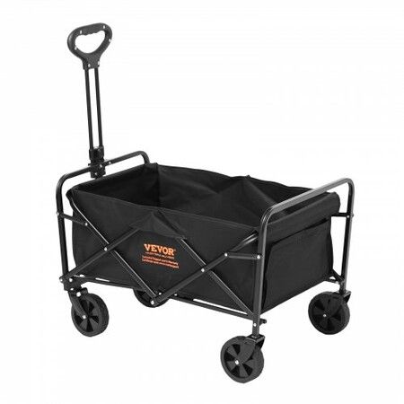 Collapsible Folding Wagon, 2 cu.ft Beach Wagon Cart with All-Terrain 5in Wheels, Heavy Duty Folding Wagon Cart 220 lbs Weight Capacity with Drink Holders, Sports Wagon for Camping, Shopping, Gar