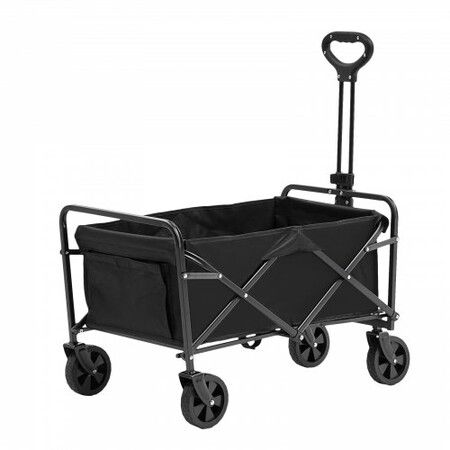 Collapsible Folding Wagon, 2 cu.ft Beach Wagon Cart with All-Terrain 5in Wheels, Heavy Duty Folding Wagon Cart 220 lbs Weight Capacity with Drink Holders, Sports Wagon for Camping, Shopping, Gar