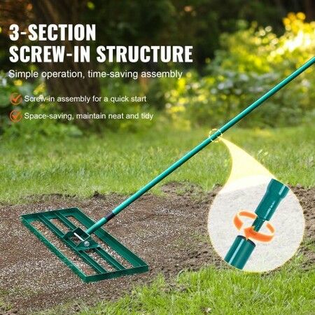 Lawn Leveling Rake, 36"x10" Level Lawn Tool, Heavy-duty Lawn Leveler with 78" Steel Extended Handle, Yard Leveling Rake Suit for Garden, Golf Lawn, Farm