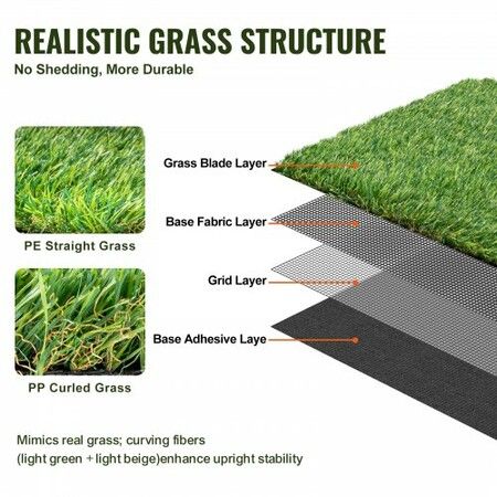 Artifical Grass, 4 x 6 ft Rug Green Turf, 1.38"Fake Door Mat Outdoor Patio Lawn Decoration, Easy to Clean with Drainage Holes, Perfect For Multi-Purpose Home Indoor Entryway Scraper Dog Mats