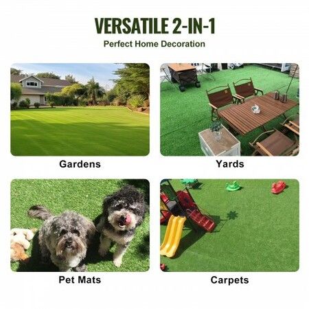 Artifical Grass, 4 x 6 ft Rug Green Turf, 1.38"Fake Door Mat Outdoor Patio Lawn Decoration, Easy to Clean with Drainage Holes, Perfect For Multi-Purpose Home Indoor Entryway Scraper Dog Mats