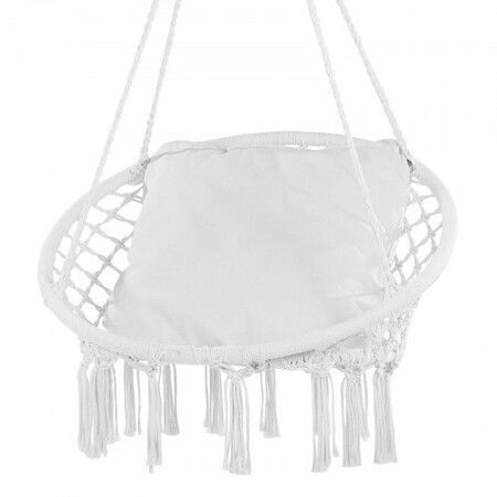 Hammock Swinging Chair Macramé Hanging Chair with Cushion Indoor & Outdoor