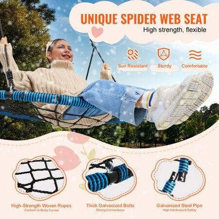 Spider Web Saucer Swing 40 Inch Round Swings for Kids Outdoor 750 lbs