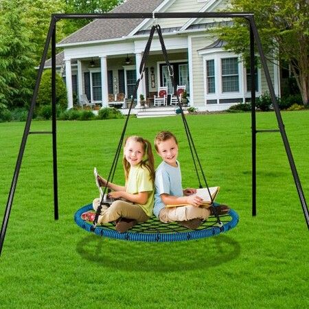 Spider Web Saucer Swing 40 Inch Round Swings for Kids Outdoor 750 lbs