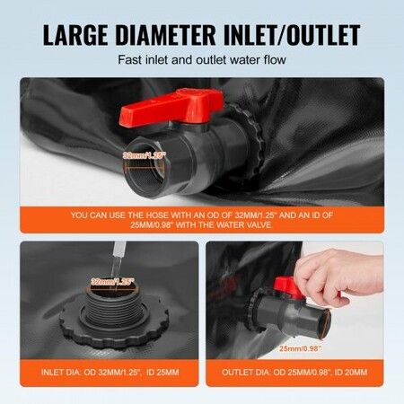 Portable Water Storage Bladder 240L PVC Collapsible Water Tank Black