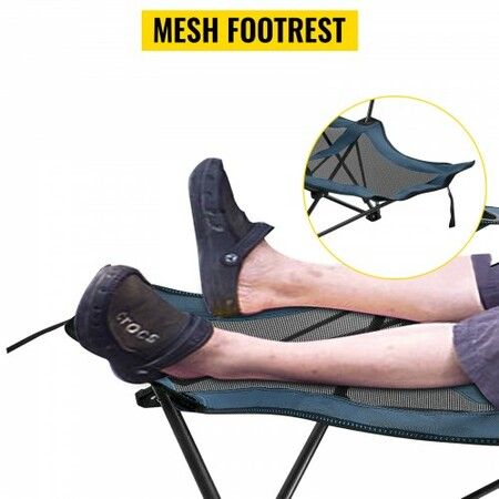 Reclining Folding Camp Chair with Footrest Mesh Lounge Chaise