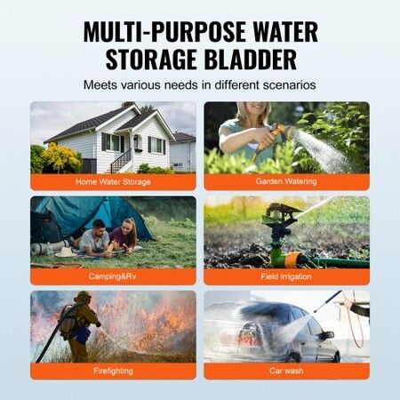 Portable Water Storage Bladder 330L PVC Collapsible Water Tank Black