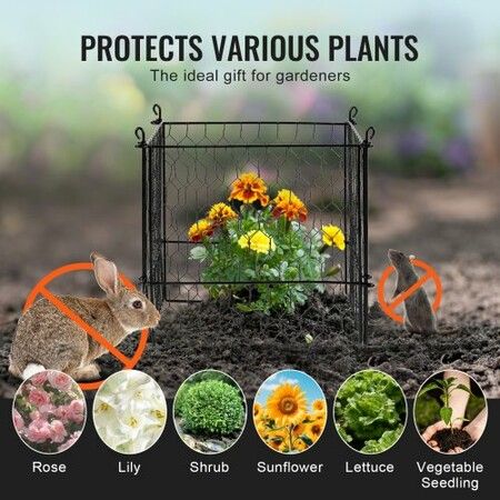 5 Pack Plant Protector from Animals 340 mm x 340 mm Metal Plant Cage