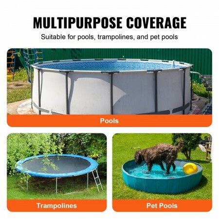 5.49m Round Pool Cover, Solar Covers for Above Ground Pools, Safety Pool Cover with Drawstring Design, PVC Winter Pool Cover, Waterproof and Dustproof, Black