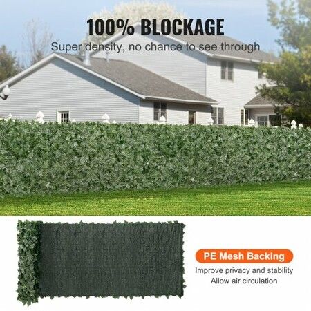 Ivy Privacy Fence, 39 x 158in Artificial Green Wall Screen, Greenery Ivy Fence with Mesh Cloth Backing and Strengthened Joint, Faux Hedges Vine Leaf Decoration for Outdoor Garden, Yard, Balcony